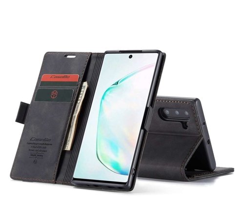 CaseMe CaseMe Sasmung Note 10 Case Black - Retro Wallet | Storage Compartments | Magnetic | Kickstand