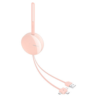 Recci Spiegel 3 in 1 Kabel fur Lightning - Micro - Typ C Rosa