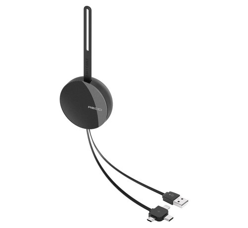 Recci Recci Câble miroir 3 en 1 pour Lightning - Micro USB - Type C - Noir