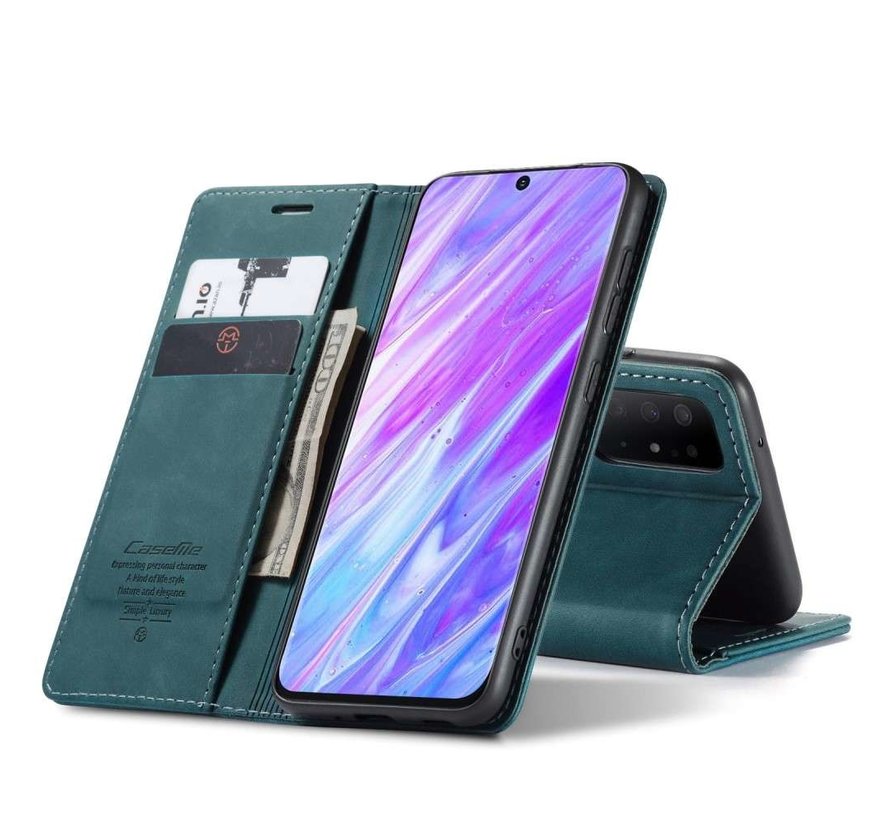 CaseMe Samsung S20 Ultra Hulle Blau - Retro Wallet Slim | Staufächer | Magnetisch | Ständer