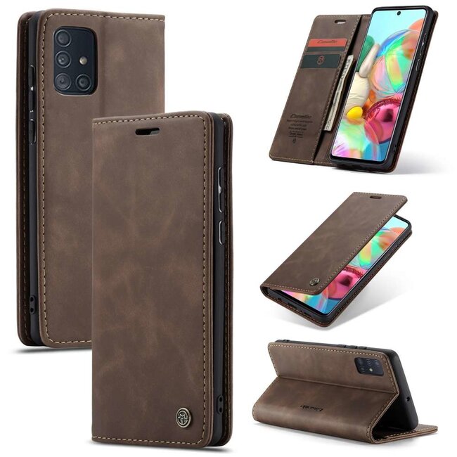 CaseMe Samsung A71 Hulle Braun - Retro Wallet Slim