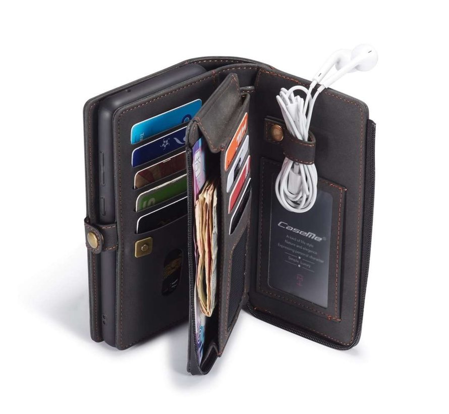 CaseMe Multi Wallet Samsung S20 Ultra hoesje zwart - Wallet - ruimte voor 10+ pasjes - extra ritsvak