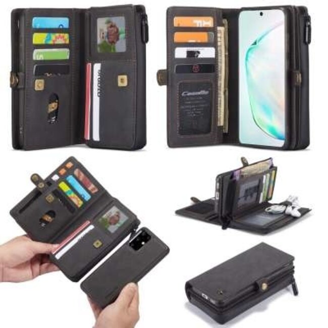 CaseMe Samsung S20 Plus Hulle Schwartz - Multi Wallet Case | Staufächer | Magnetisch | Ständer
