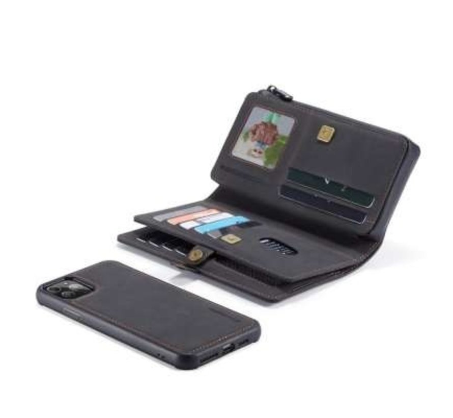 CaseMe iPhone 11 Pro Max Hulle Schwarz - Multi Wallet Case | Staufächer | Magnetisch | Ständer