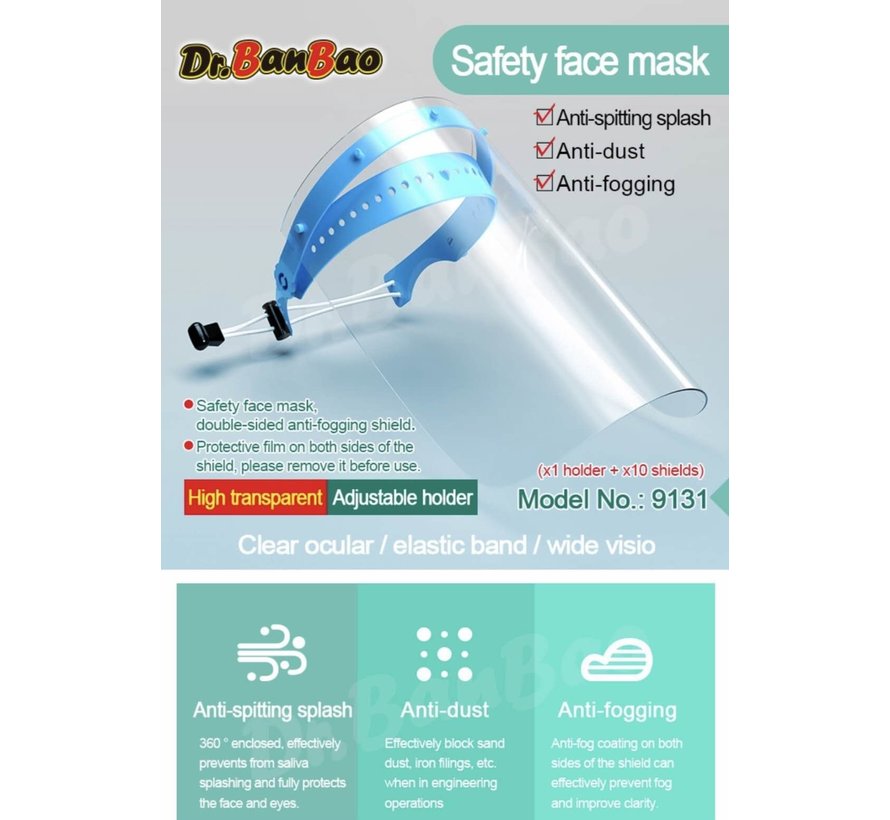 Dr. BanBao Splash Guard - Face Shield - Splash Mask - Support avec 10 écrans