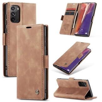 CaseMe Étui Samsung Note 20 Marron Clair - Portefeuille Rétro Slim