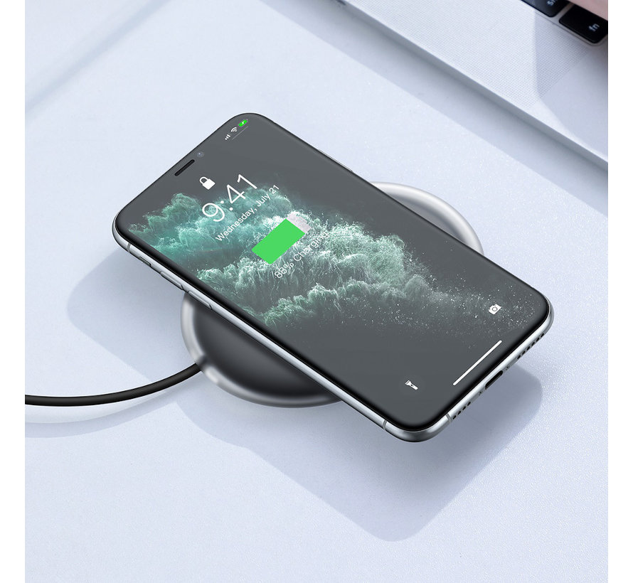 Baseus Jelly Wireless charger pad grijs inclusief 1.2 meter USB C kabel - 15W - geschikt voor iPhone Samsung en Android