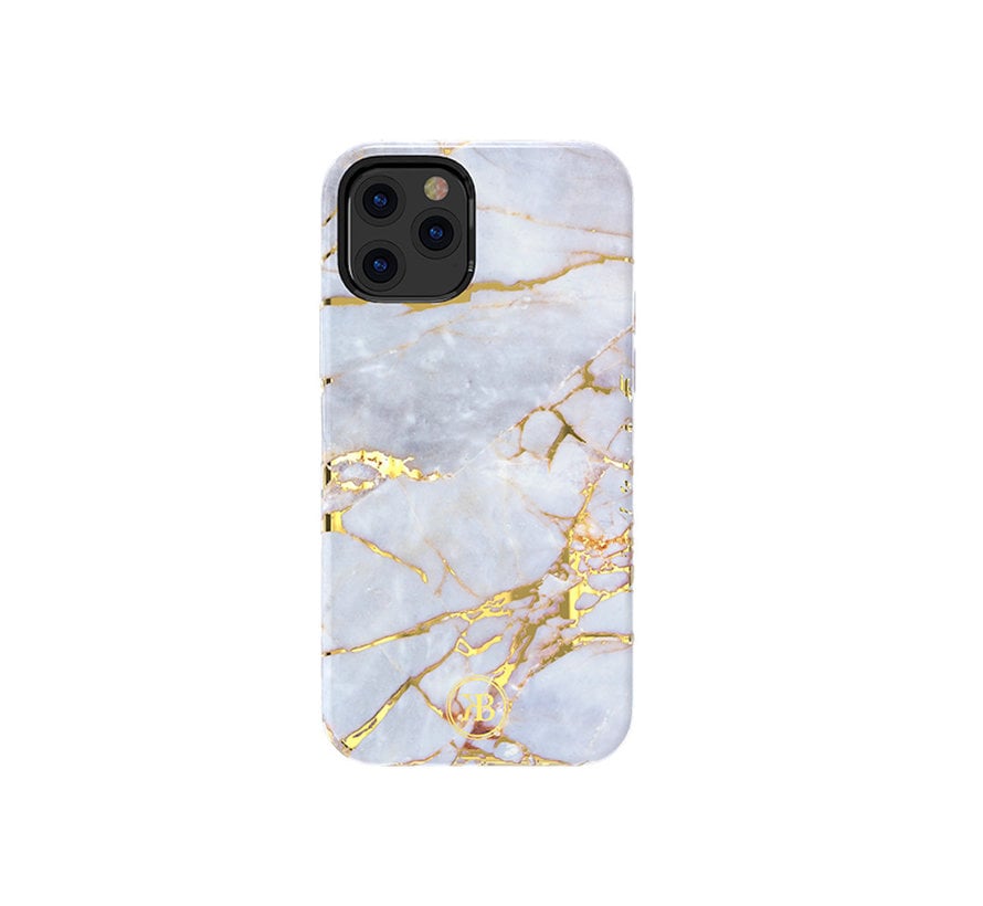Kingxbar  iPhone 12/12 Pro Hülle Weiß mit Gold - Marmor