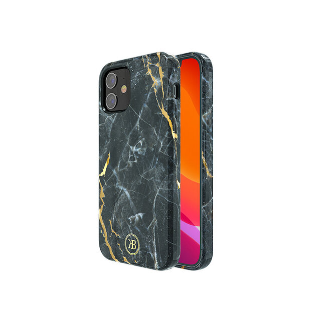 Kingxbar iPhone 12 Mini Case Black Gold - Marble