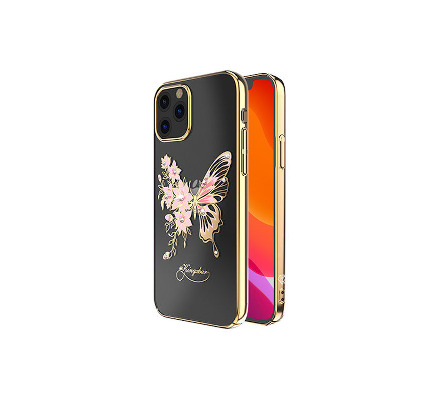 KingxbariPhone 12 / 12 Pro Case Butterfly Gold with Swarovski Crystals