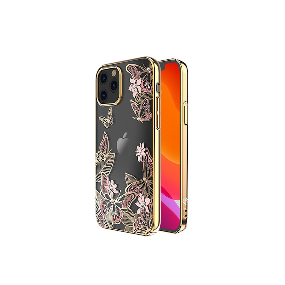 eexi.nl|gratis verzending|Kingxbar iPhone 12 12 Pro Hoesje Vlinder Roze met Swarovski Kristallen - eexi.nl