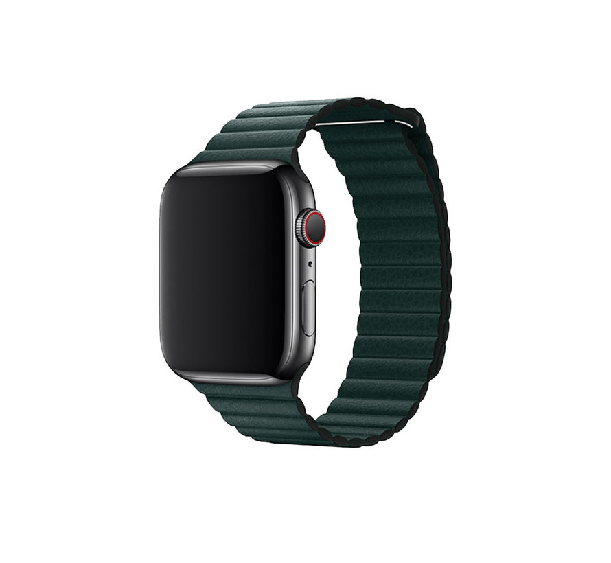Devia Kunstleder Apple Watch Armband grün - Passend für Apple Watch 7 Serie (41mm)