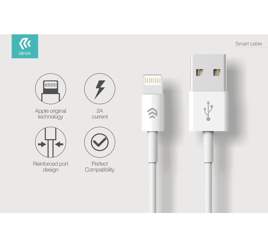 Devia Apple Kabel USB auf Lightning 1M Weiß - iPhone Ladegerät - Ladekabel - Datenkabel