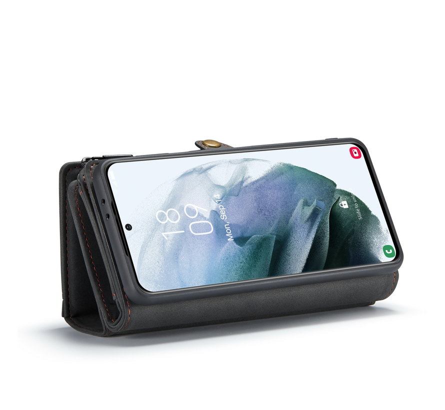 CaseMe Samsung S21  Ultra Cover Black - Multi Wallet | Storage Compartments | Magnetic | Kickstand