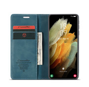CaseMe CaseMe Samsung S21  Ultra Hoesje Blauw - Retro Wallet Slim