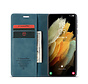 CaseMe Samsung S21 Ultra Fall Blau - Retro Wallet Slim  - Geldbörsen-Schutzhülle - Weiches Leder - 360°-Schutz - Ständer-Handyhalter - 2 Kartenhalter - Geldscheinschlitz