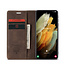 CaseMe Retro Wallet Slim Samsung S21 Ultra hoesje bruin - Flipcover - magnetische sluiting - 2 kaarthouders en een vak voor briefgeld