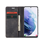 CaseMe Samsung S21 Plus  Portefeuille Noir - Retro Wallet Slim - Étui de protection pour portefeuille - Cuir souple - Protection à 360 ° - Support pour téléphone avec béquille - 2 porte-cartes - Fente pour billets