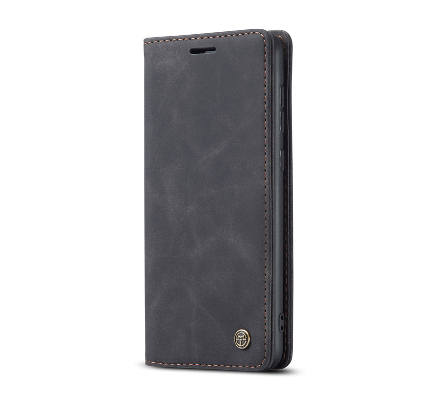CaseMe Samsung S21 Plus  Portefeuille Noir - Retro Wallet Slim - Étui de protection pour portefeuille - Cuir souple - Protection à 360 ° - Support pour téléphone avec béquille - 2 porte-cartes - Fente pour billets