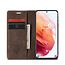 CaseMe Retro Wallet Slim Samsung S21 Plus hoesje bruin - Flipcover - magnetische sluiting - 2 kaarthouders en een vak voor briefgeld
