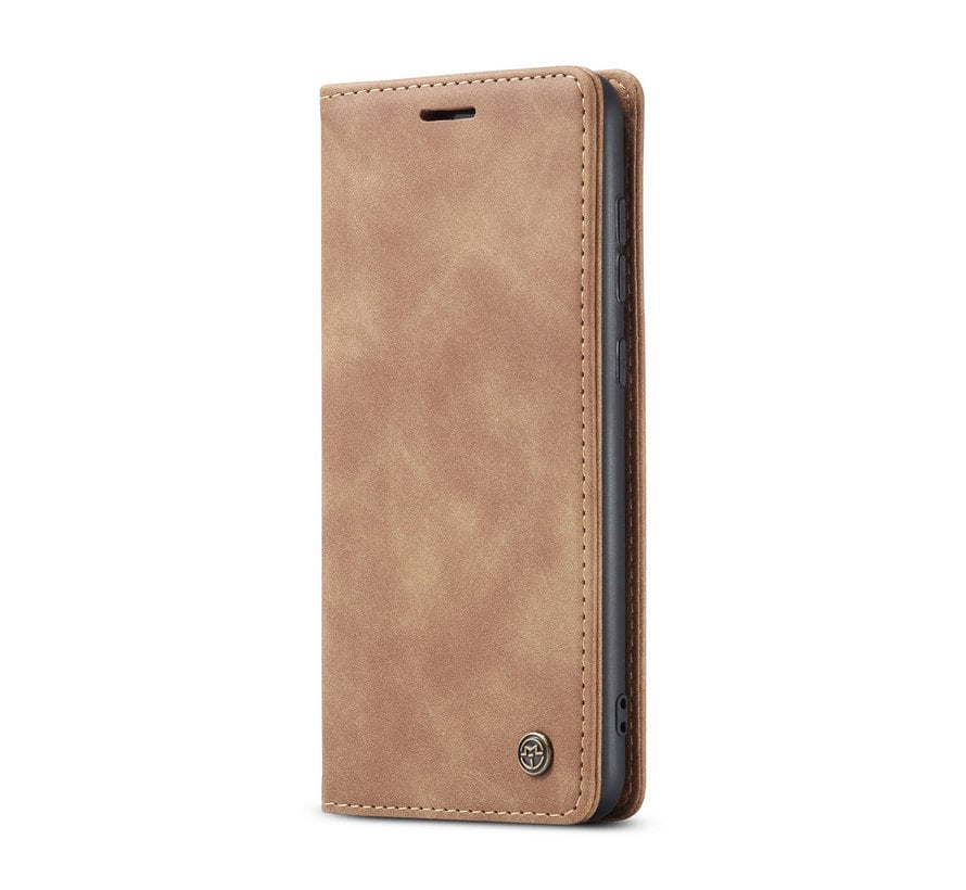 CaseMe Samsung S21 Plus  Case Light Brown - Retro Wallet Slim- Wallet Protective Case - Soft Leather - 360° Protection - Kickstand Phone Holder - 2 Card Holder - Bill Slot