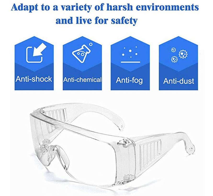 Outlook 2st. Lichtgewicht Veiligheidsbril Transparant | Polycarbonaat | CE gekeurd | Vuurwerkbril | Beschermbril | Oogbeschermer | Spatbril | Stofbril | Overzetbril