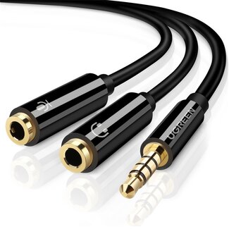 Ugreen Koptelefoon Splitter Kabel met Microfoon (Male naar 2x Female)