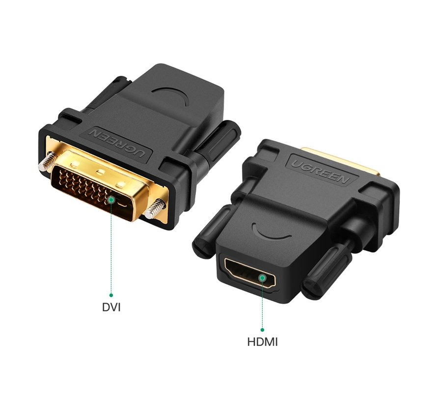 Ugreen HDMI Buchse auf DVI 24+1 Stecker Adapter - Bidirektionale Datenübertragung - Unterstützt 1080p Bildqualität - Langlebig & Flexibel
