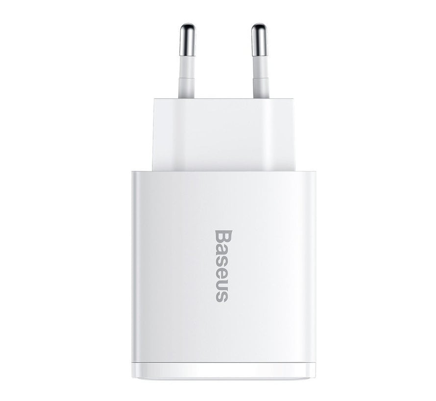 Baseus Compact Charger with 2 USB A and 1 USB C connection 30W white