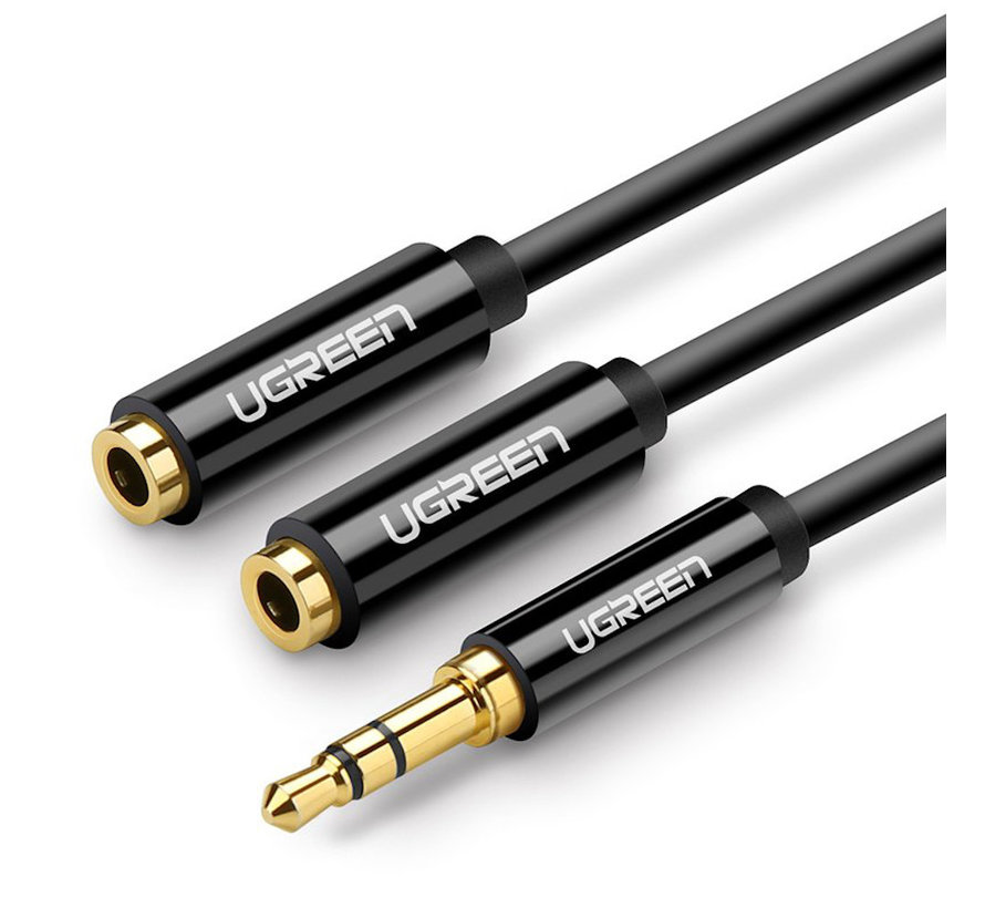 UGreen Audiosplitter 1x Stecker auf 2x Buchse 3,5mm Audiobuchse (kein Mikrofon) schwarz 25cm