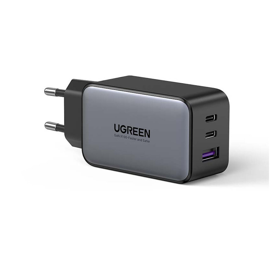 UGreen Adaptateur de chargeur rapide GaN X 65W avec 2 ports USB C et 1 port USB