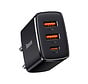 Baseus Compact Charger with 2 USB A and 1 USB C connection 30W black - PD3.0 Power Delivery - QC3.0 Qualcomm Quick Charge
