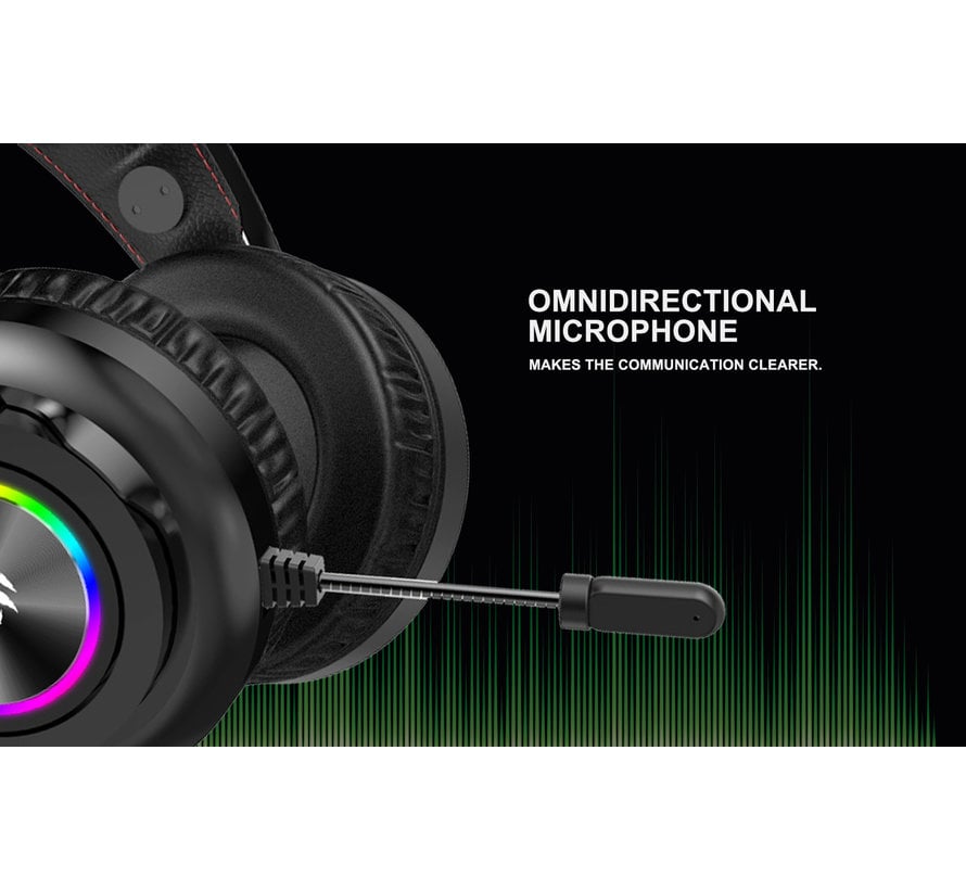 Havit GameNote Gaming headset RGB with 2.2 meter cable - USB (light) and 3.5mm audio jack connections