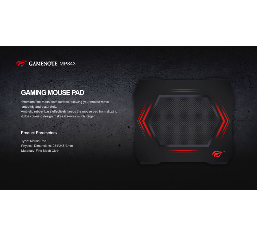 Havit GameNote Gaming mouse pad black claw - anti-slip bottom - fine mesh cloth - 284mm x 245mm x 3mm