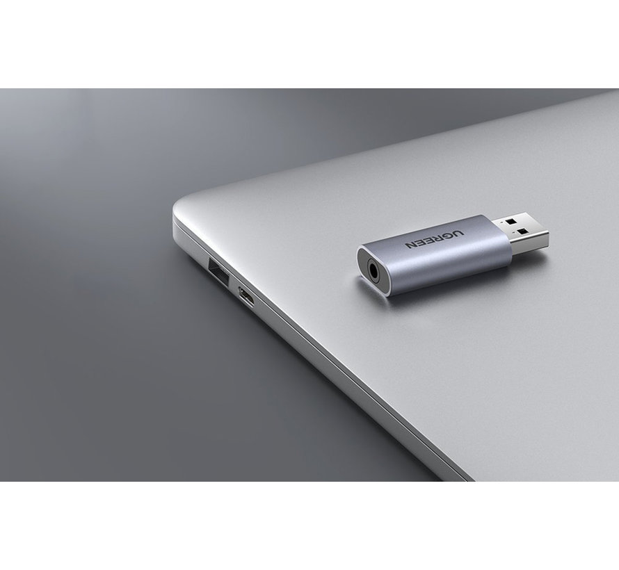 Ugreen USB 2.0 (male) naar 3.5mm Audio Jack (female) Adapter  - Plug and Play