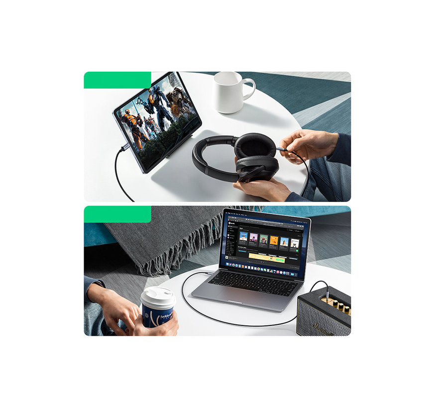 UGreen USB C naar 3.5mm Audio Jack kabel met DAC chip - 1 meter - HiFi geluid - Geschikt voor Samsung en Apple apparaten