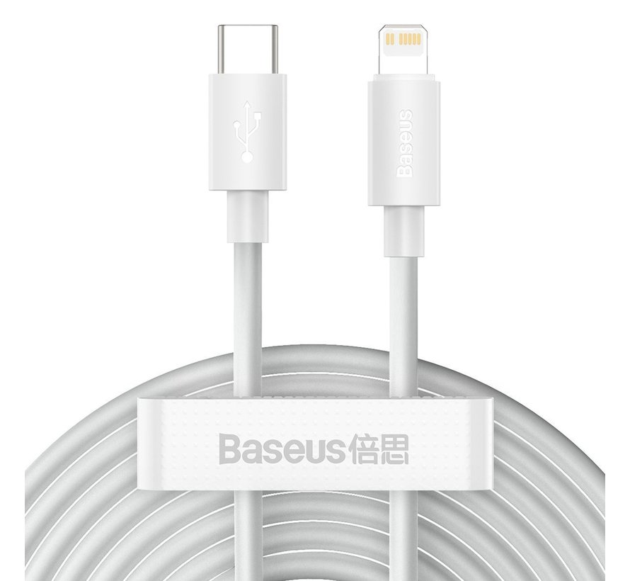 Baseus Simple Wisdom 2x USB C kabel naar Lighting 1.5 meter wit