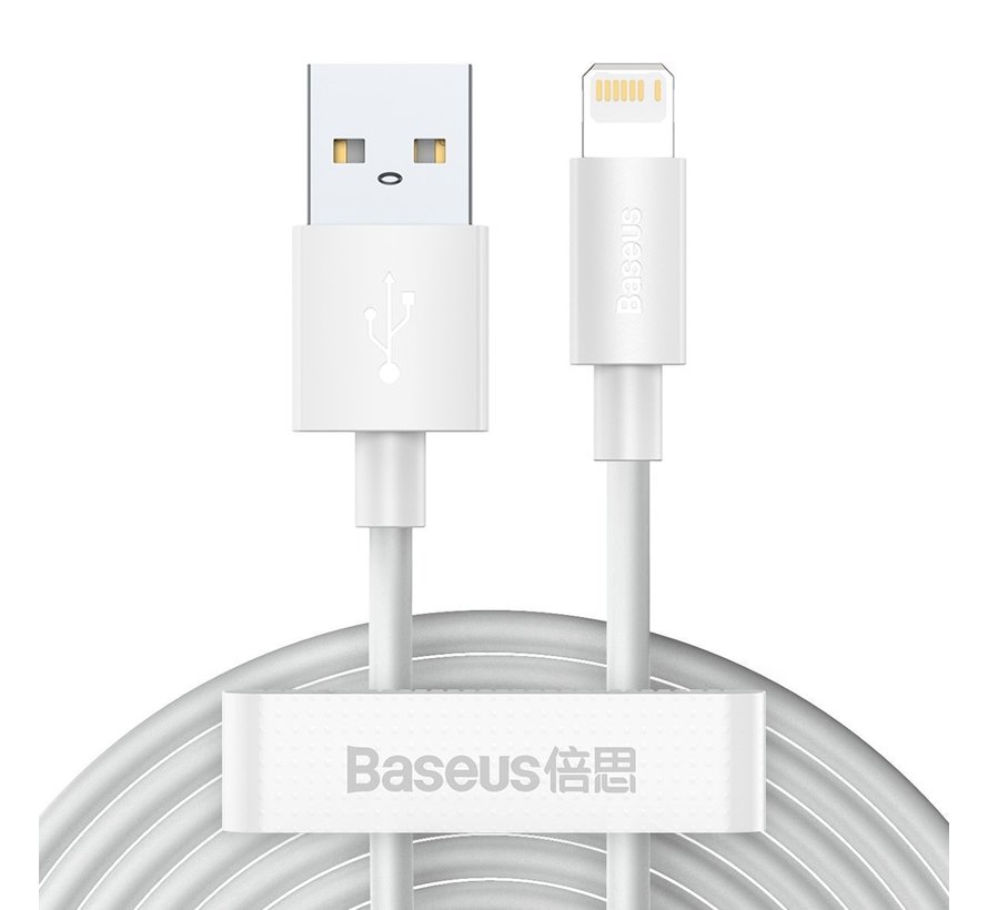 Baseus Simple Wisdom 2x USB kabel naar Lighting 1.5 meter wit