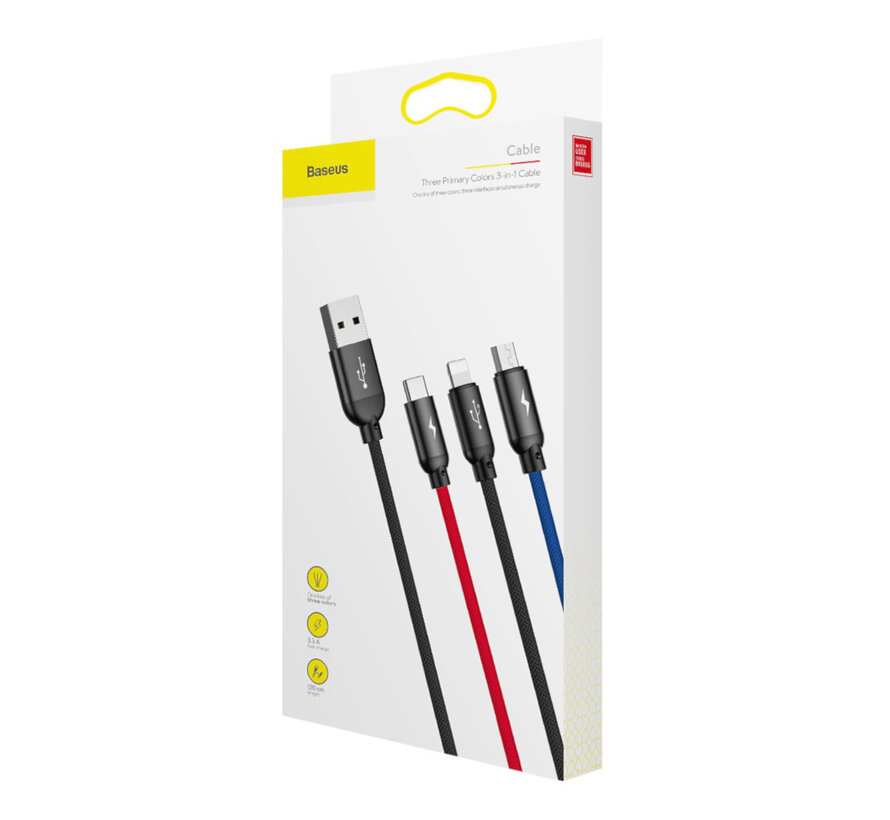 Baseus Color 3in1 Cable Lightning/Micro/Type C