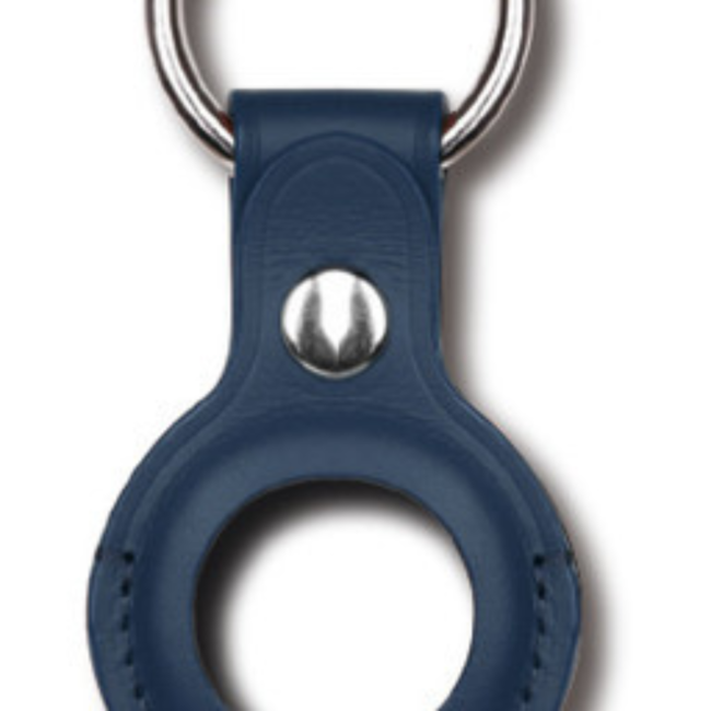 Devia Apple AirTag Leather Keychain Ring Blue - Airtag Protective Case - Apple Airtag Case - Silicone Airtag Case
