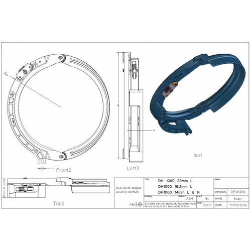 Guide câble DH 1000 14MM GAUCHE