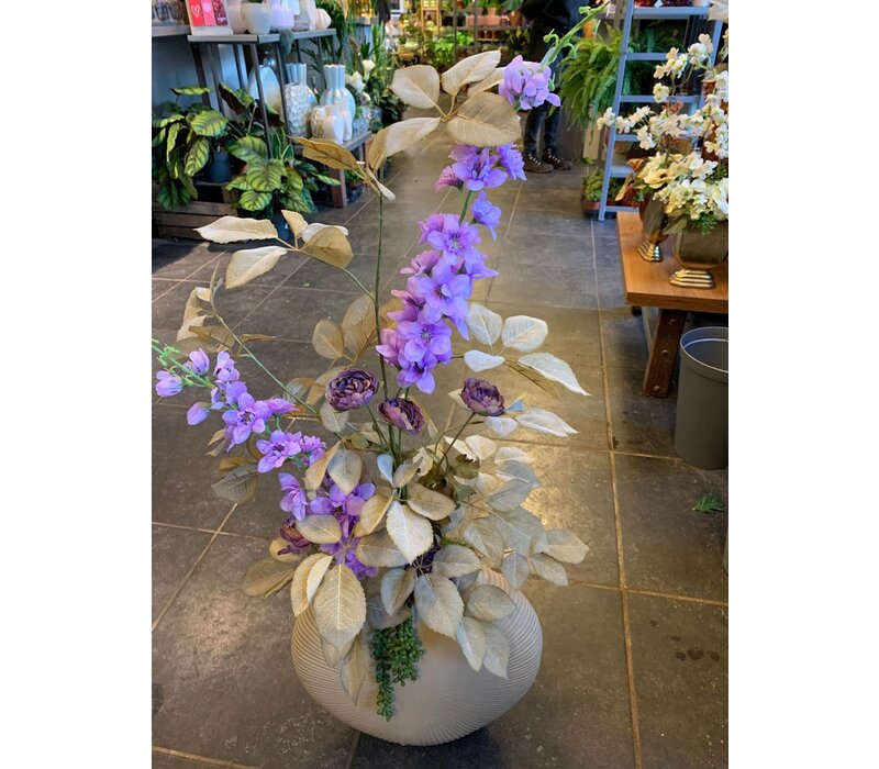Paarse Elegantie – Zijden Bloemstuk