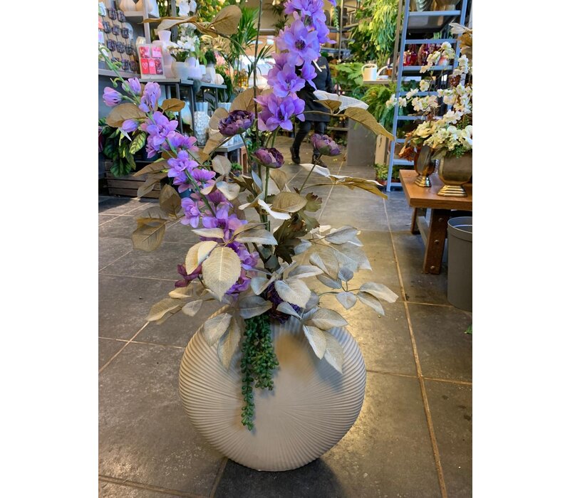 Paarse Elegantie – Zijden Bloemstuk