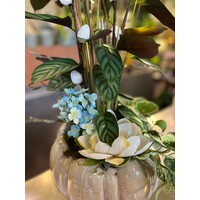 Tropisch Groen Zijden Arrangement in Glanzende Pot