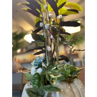 Tropisch Groen Zijden Arrangement in Glanzende Pot