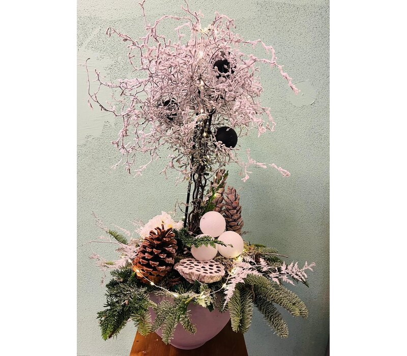 Kerststuk Sneeuw Hoog