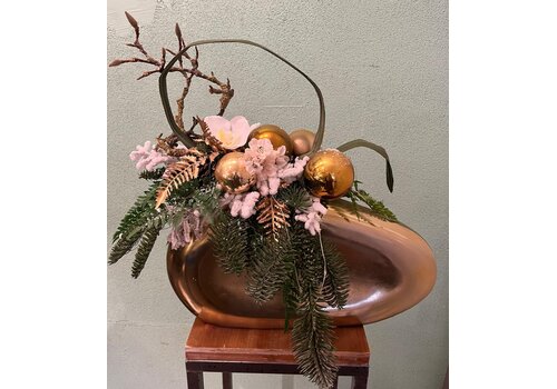 Gouden Kerststuk Ovale Vaas