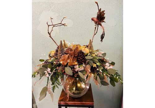 Goud/Groen Glazen Vaas Kandelaar