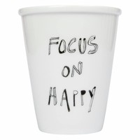 Beker in porselein 'Focus on happy'