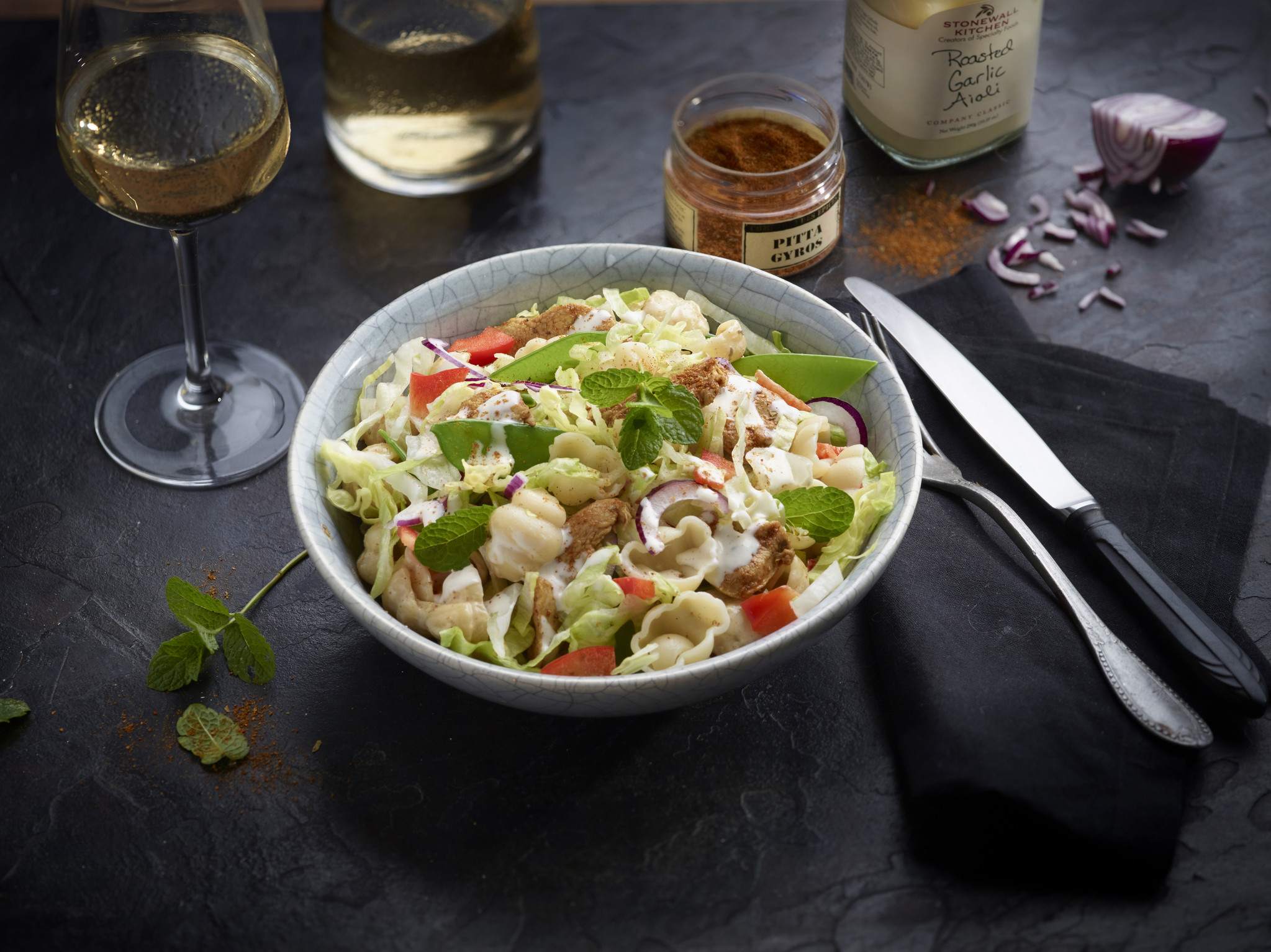 Recette salade de pâtes saveur pita